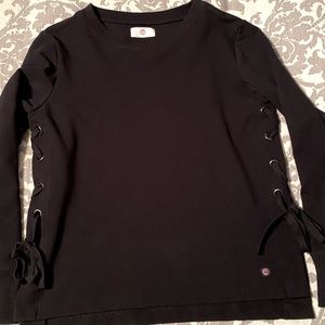 Black High-Low Sweatshirt with Tie-Up Sides